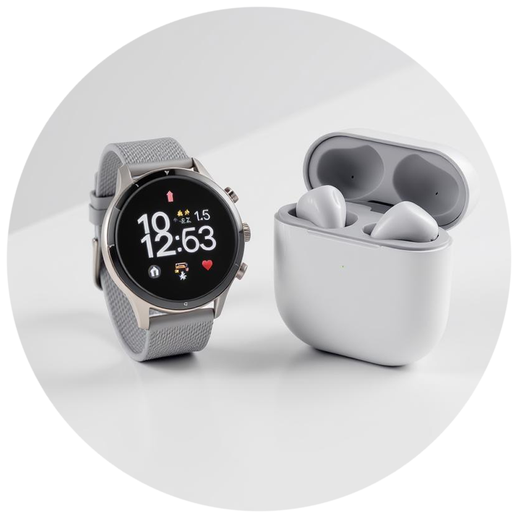 Smartwatch and Earphones Product Display
